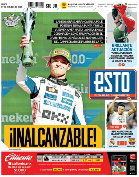 Portada de Esto del lunes, 27 de octubre de 2025