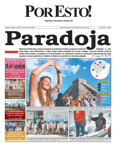 Portada de Por Esto (merida, Yucatan) del lunes, 27 de octubre de 2025