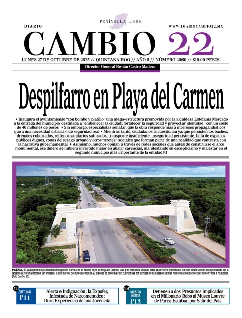 Portada de Diario Cambio 22 (portada) del lunes, 27 de octubre de 2025