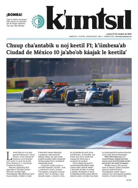 Portada de La Jornada - Kiintsil del lunes, 27 de octubre de 2025