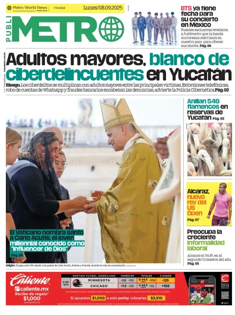 Portada de Publimetro Merida del lunes, 8 de septiembre de 2025