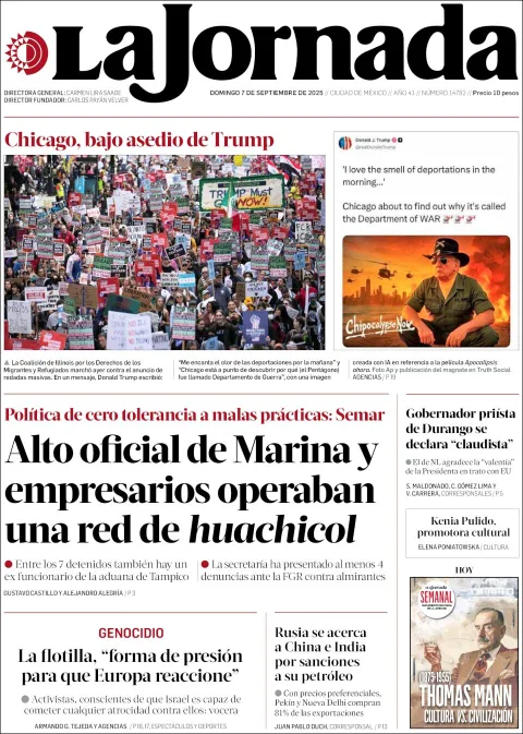 Portada de La Jornada del domingo, 7 de septiembre de 2025