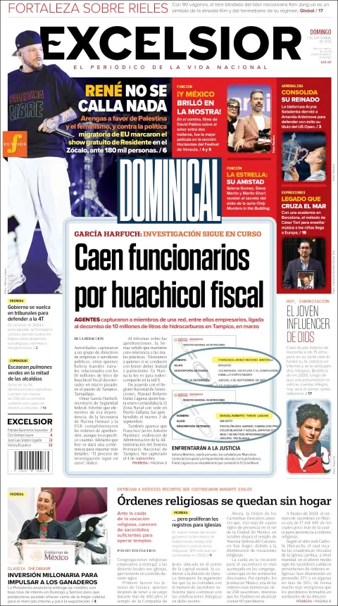 Portada de Excelsior del domingo, 7 de septiembre de 2025
