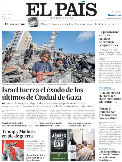 Portada de El Pais del domingo, 7 de septiembre de 2025