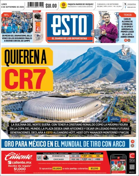 Portada de Esto del lunes, 8 de septiembre de 2025