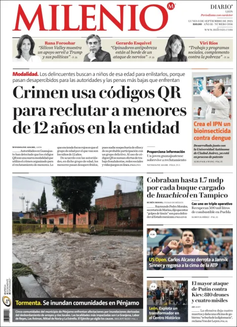 Portada de Milenio Leon del lunes, 8 de septiembre de 2025