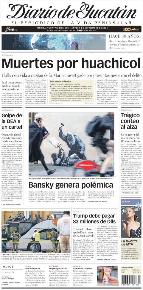 Portada de Diario de Yucatán del martes, 9 de septiembre de 2025