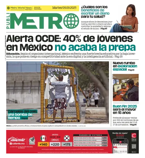 Portada de Publimetro Puebla del martes, 9 de septiembre de 2025