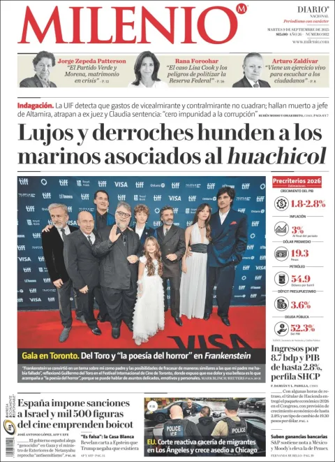 Portada de Milenio del martes, 9 de septiembre de 2025