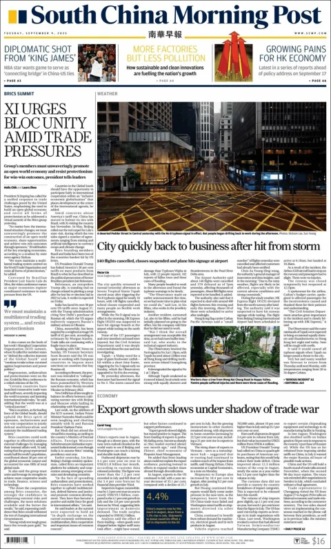 Portada de South China Morning Post del martes, 9 de septiembre de 2025