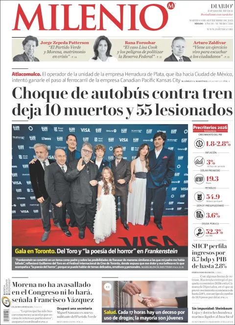 Portada de Milenio Edo de Mexico del martes, 9 de septiembre de 2025