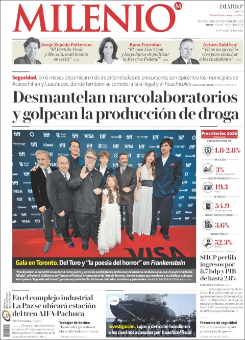 Portada de Milenio Hidalgo del martes, 9 de septiembre de 2025