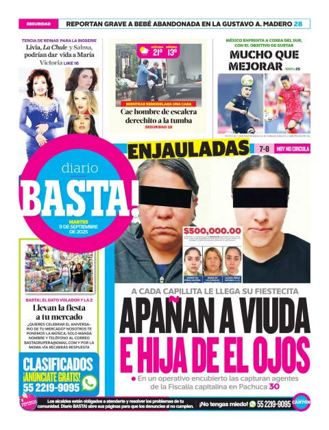 Portada de Basta! (contraportada ) del martes, 9 de septiembre de 2025