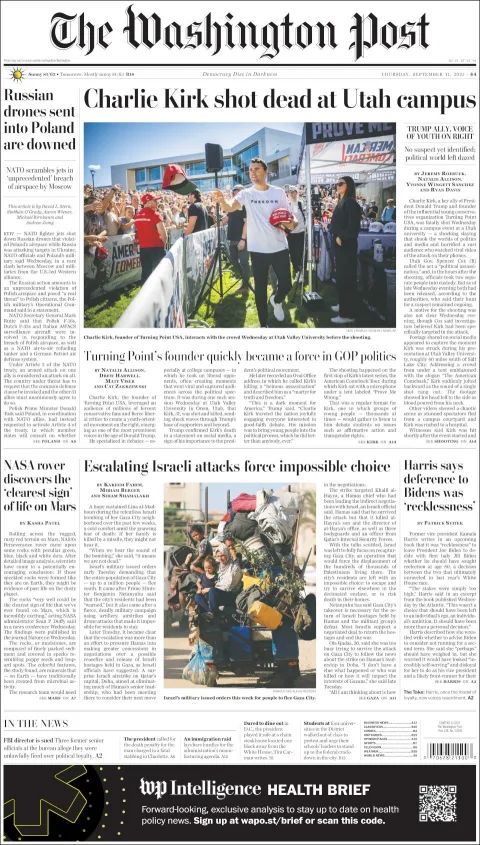 Portada de The Washington Post del jueves, 11 de septiembre de 2025