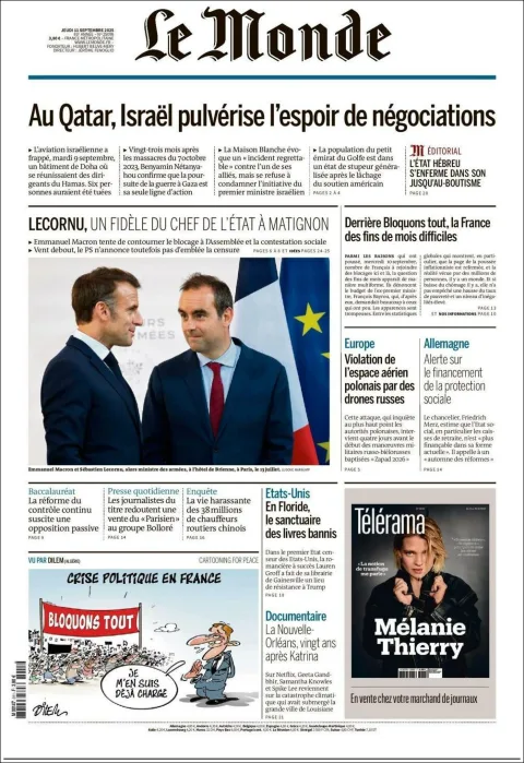 Portada de Le Monde del jueves, 11 de septiembre de 2025