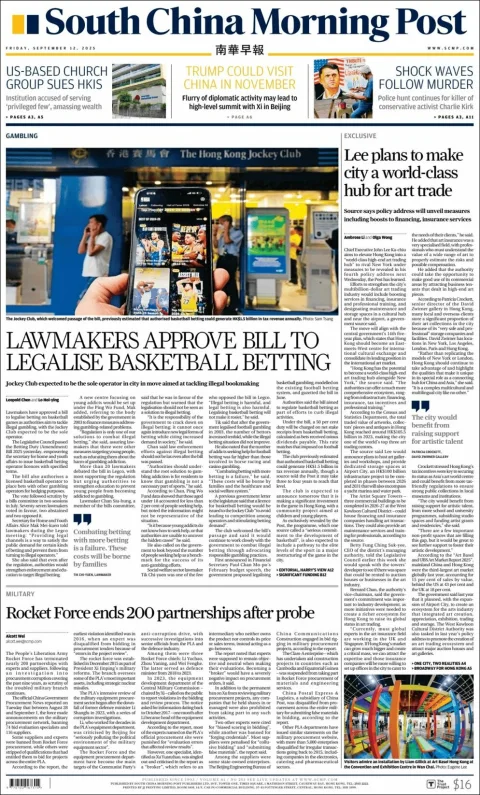 Portada de South China Morning Post del viernes, 12 de septiembre de 2025