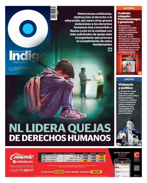 Portada de Reporte Indigo Monterrey del viernes, 12 de septiembre de 2025