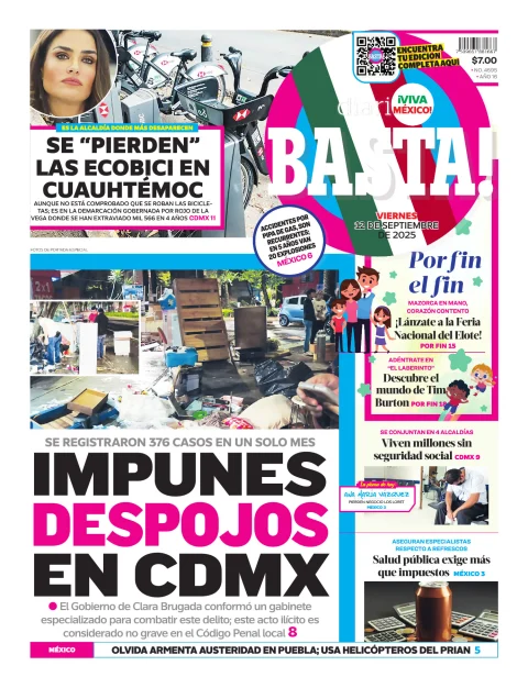 Portada de Basta! (portada) del viernes, 12 de septiembre de 2025