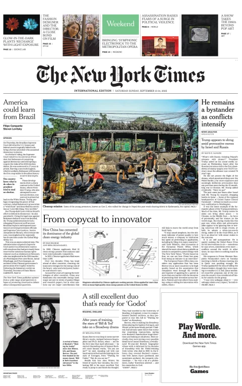 Portada de The New York Times (international)