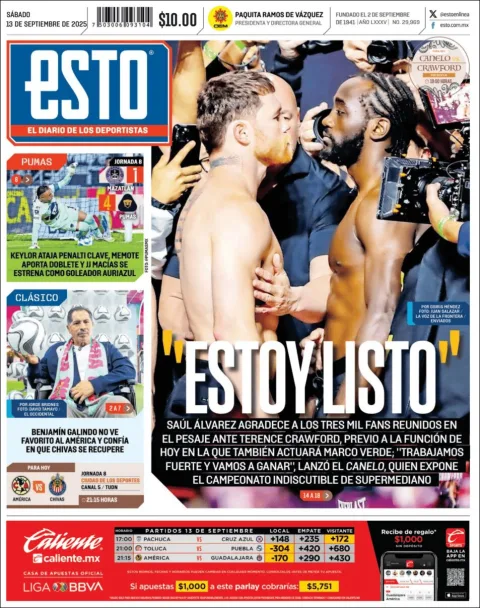 Portada de Esto del sábado, 13 de septiembre de 2025