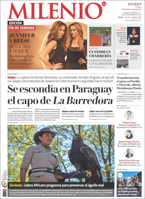 Portada de Milenio Puebla del sábado, 13 de septiembre de 2025