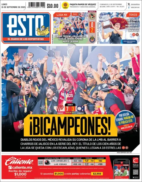 Portada de Esto del lunes, 15 de septiembre de 2025