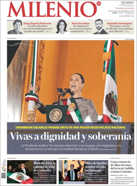 Portada de Milenio Laguna del martes, 16 de septiembre de 2025