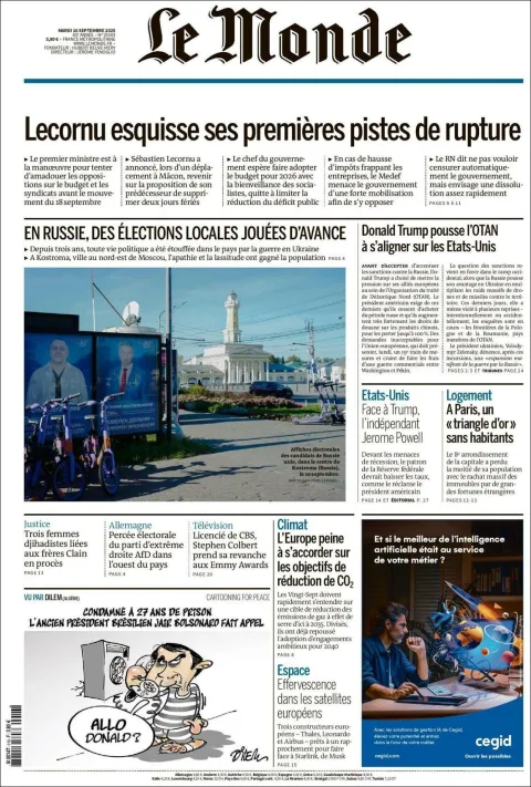 Portada de Le Monde del jueves, 18 de septiembre de 2025