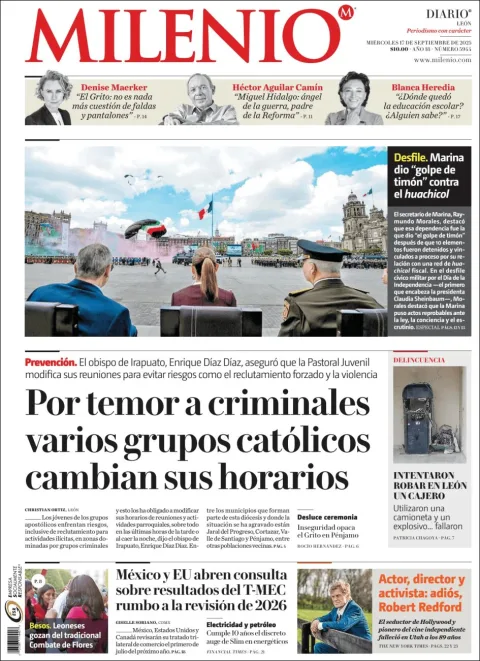 Portada de Milenio Leon del miércoles, 17 de septiembre de 2025