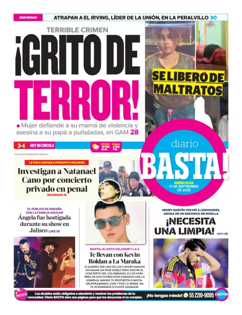 Portada de Basta! (contraportada ) del miércoles, 17 de septiembre de 2025