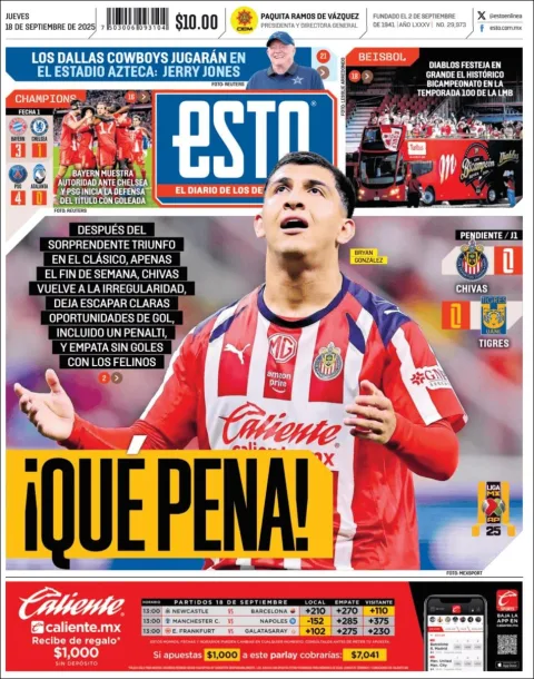 Portada de Esto del jueves, 18 de septiembre de 2025