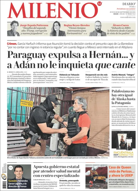 Portada de Milenio Puebla del jueves, 18 de septiembre de 2025