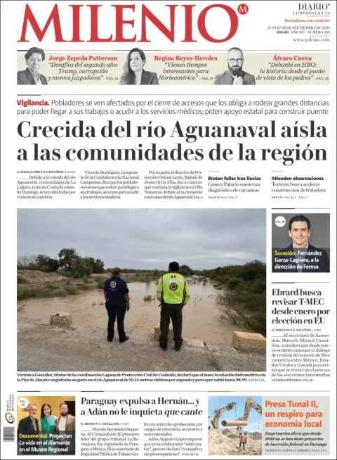 Portada de Milenio Laguna del sábado, 13 de septiembre de 2025