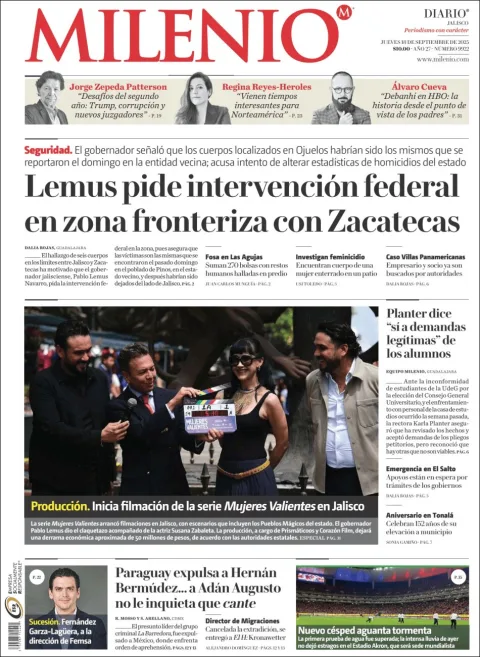 Portada de Milenio Jalisco del jueves, 18 de septiembre de 2025