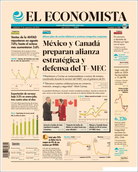Portada de El Economista del viernes, 19 de septiembre de 2025