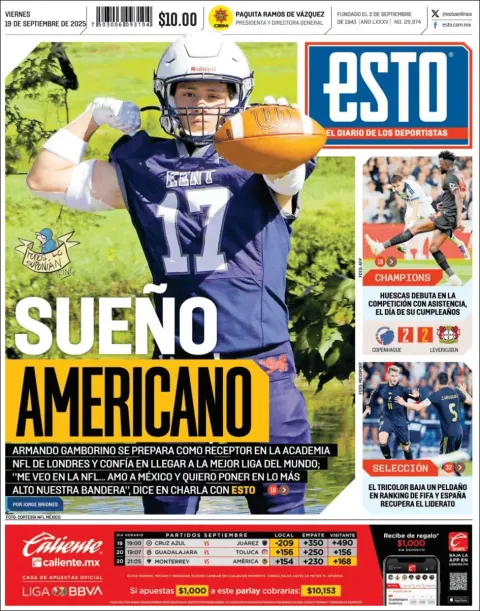 Portada de Esto del viernes, 19 de septiembre de 2025