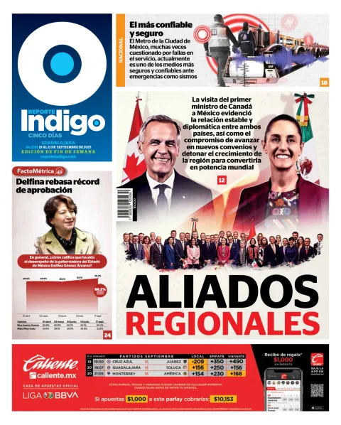 Portada de Reporte Indigo Guadalajara del viernes, 19 de septiembre de 2025