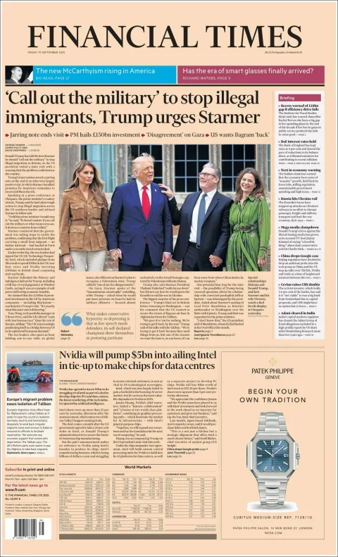 Portada de Financial Times del viernes, 19 de septiembre de 2025