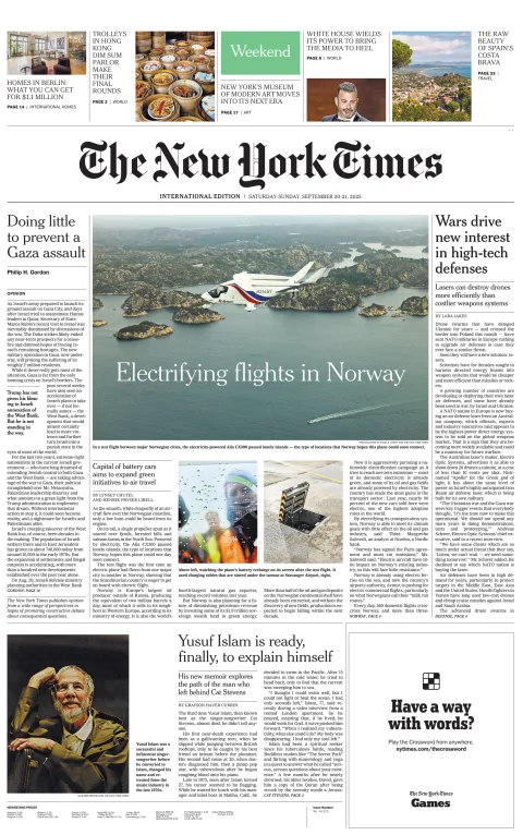 Portada de The New York Times (international)