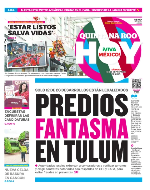 Portada de Quintana Roo Hoy (portada)