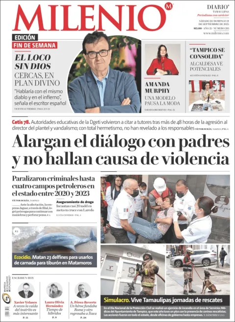Portada de Milenio Tamaulipas del sábado, 20 de septiembre de 2025