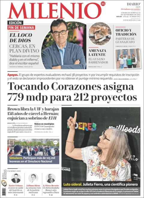Portada de Milenio Leon del domingo, 21 de septiembre de 2025