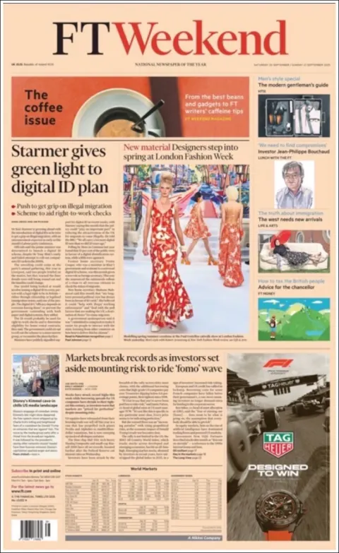 Portada de Financial Times del sábado, 20 de septiembre de 2025