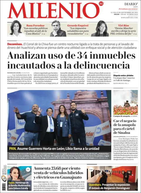 Portada de Milenio Leon del lunes, 22 de septiembre de 2025