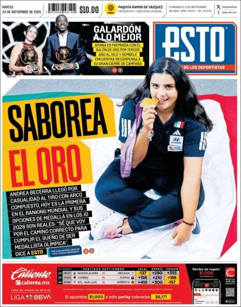 Portada de Esto del martes, 23 de septiembre de 2025