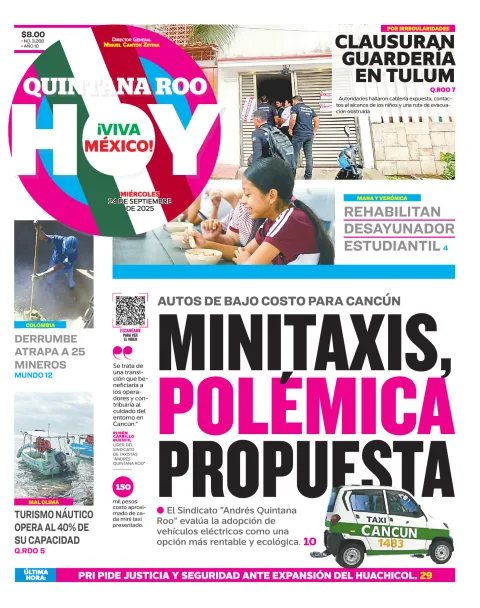 Portada de Quintana Roo Hoy (portada) del miércoles, 24 de septiembre de 2025