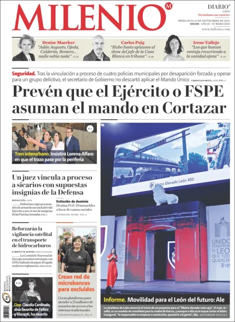 Portada de Milenio Leon del miércoles, 24 de septiembre de 2025
