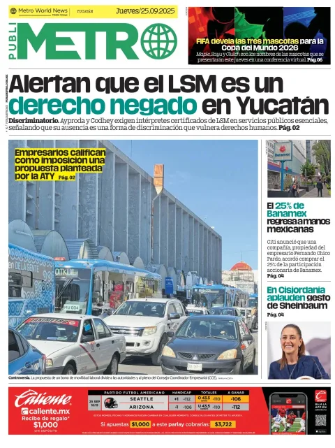 Portada de Publimetro Merida del jueves, 25 de septiembre de 2025