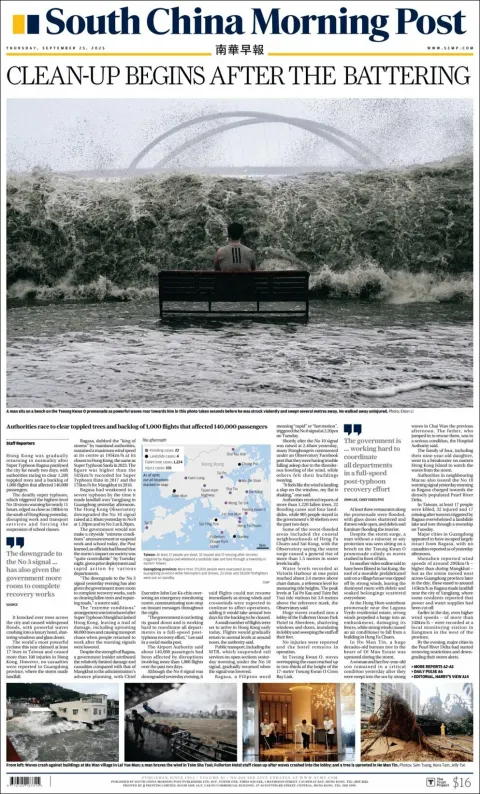 Portada de South China Morning Post del jueves, 25 de septiembre de 2025