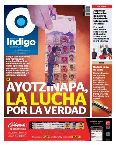 Portada de Reporte Indigo Nacional del viernes, 26 de septiembre de 2025